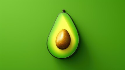 Canvas Print - 3d render realistic of green avocado slice fruit