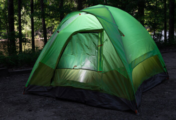 Canvas Print - Glowing green and yellow tent