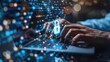 © INFAYUFA - Cybersecurity Concept - Hands Typing on Laptop with a Digital Lock Icon