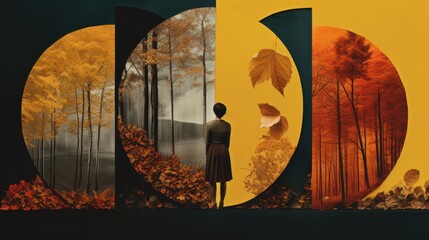 Wall Mural - A collage of photographs showcasing the different ways art can serve as a autumn 