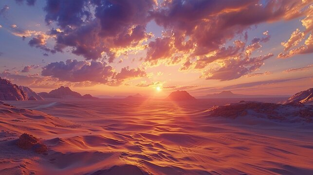 A beautiful sunset over a desert landscape