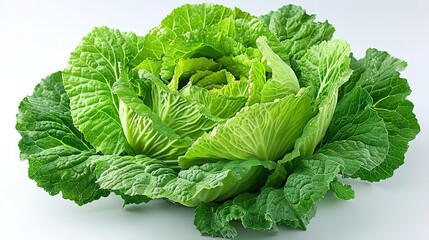 Wall Mural - Photo of Savoy Cabbage - Brassica oleracea var. sabauda position center isolate on white background, clear focus, soft lighting