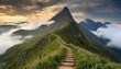 © janzwolinski - Foot path leading through mountain ridge above clouds level