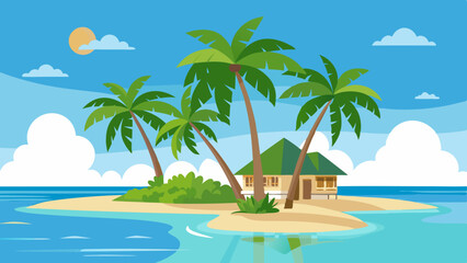 Wall Mural - tropical island with palm trees