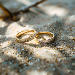 Poster - wedding rings on the sand