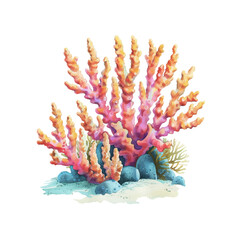 Wall Mural - coral under the sea vector illustration in watercolor style