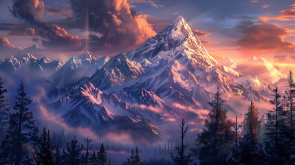 Mountain wallpaper, snowy mountains forest and gorge
