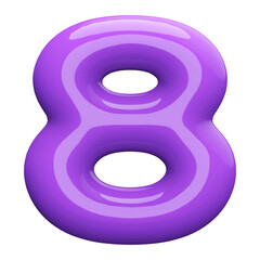 Purple 3D Number 8