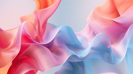 Wall Mural - 3D rendering of abstract colorful wavy shapes.