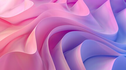 Wall Mural - 3D rendering. Pink and blue pastel color palette. Soft waves. Minimalistic design. Abstract background.