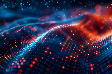 Neon waves, dots, vibrant colors, and dynamic patterns in mesmerizing digital art
