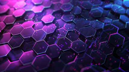 Wall Mural - Purple and bluish hexagonal patterned background. futuristic and soccer feel with a bit of cyberpunk tone