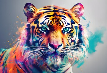 Wall Mural - A abstract picture of a Tiger with a clear background