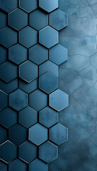 Sticker - Blue hexagonal pattern creating a 3D geometric texture, perfect for modern or tech-themed backgrounds.