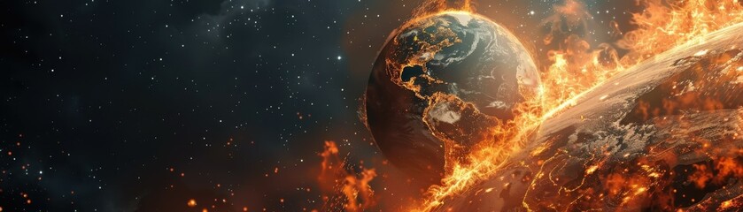 Wall Mural - Burning Earth globe end of the world