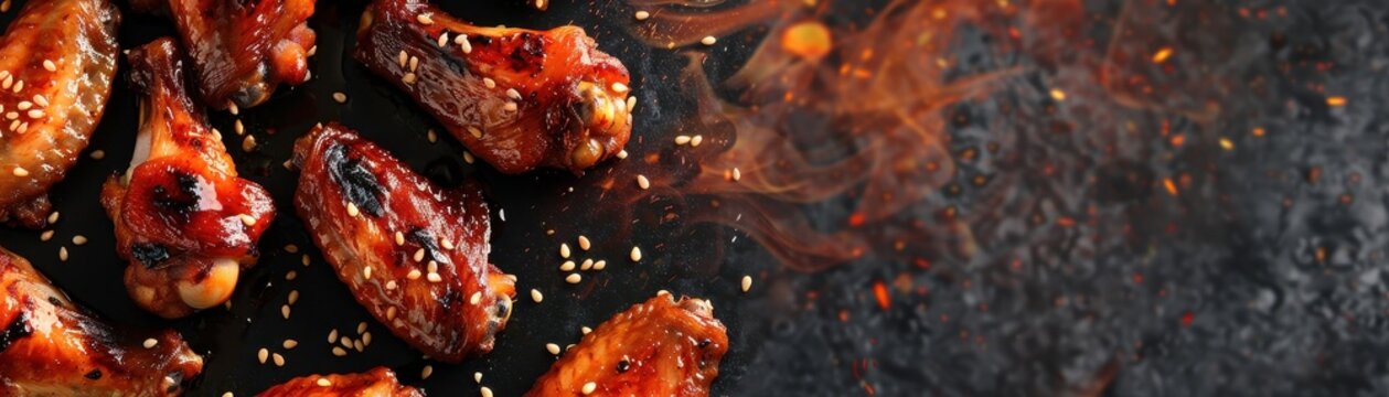 Chicken wings cooking background 