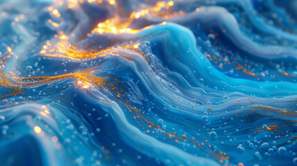 Wall Mural - beautiful abstraction of liquid paints in slow blending flow mixing together gently.