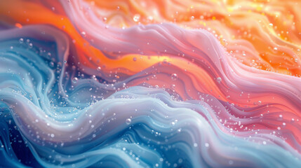 Wall Mural - beautiful abstraction of liquid paints in slow blending flow mixing together gently.