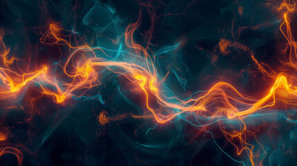 Wall Mural - abstract electric field representation with glowing energy waves and vibrant sparks, dynamic and col