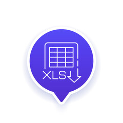 Sticker - download xls document icon in line style