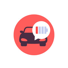 Poster - electric car with low battery icon, flat vector design