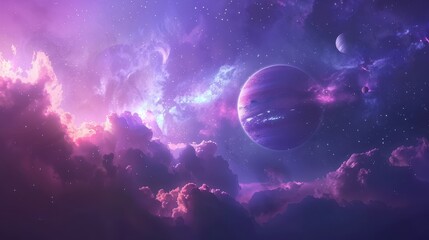 Wall Mural - dreamy cosmic scene with planets and stars