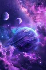 Wall Mural - dreamy cosmic scene with planets and stars