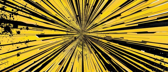 Wall Mural - Abstract yellow and black burst pattern, radiating lines with dynamic and energetic visual impact. Modern artistic background or wallpaper.