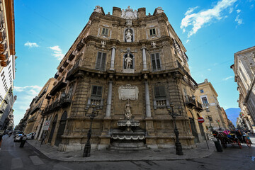 Sticker - Sicily Villena Square, Quattro Canti - Palermo, Italy