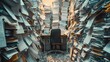 © Radomir Jovanovic - An abandoned office chair in a claustrophobic room filled with overwhelming stacks of papers