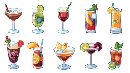 Wall Mural - Collection of Colorful and Refreshing Cocktails