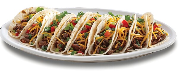 Canvas Print - spicy tacos in a white bowl on a transparent background, with a white shadow in the background