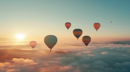  Colorful hot air balloons at sunrise