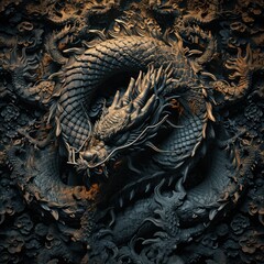 Wall Mural - Chinese zodiac dragon as the mythical animal in Eastern Asia culture. 3D rendering.