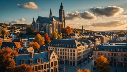 Wall Mural - Beautiful town Mons Belgium