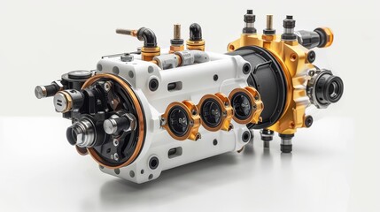 Poster - ABS hydraulic unit on white background. Generative AI.