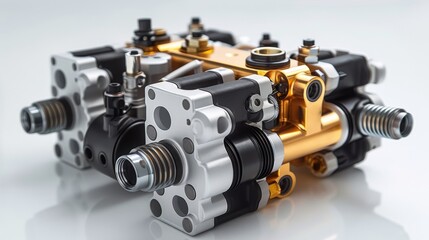 Poster - ABS hydraulic unit on white background. Generative AI.