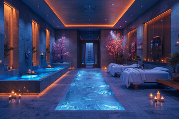 Wall Mural - A luxurious spa salon with massage rooms and facials.