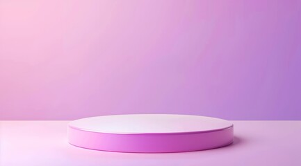 Wall Mural - background for a product presentation. a round podium with a pink and purple gradient on the wall