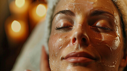 A woman enjoying a rejuvenating facial treatment at a spa. Ai generated