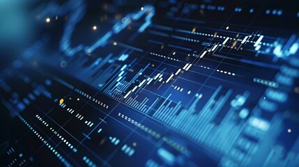 Aufkleber - Stock graph and financial chart background. blue background. Generative AI.