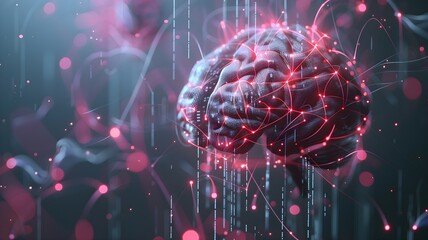 virtual brain digital technology background artificial intelligence network connections AI big data processing tech information