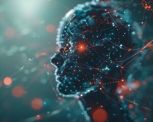 artificial intelligence background digital technology robot profile network connections data processing IoT