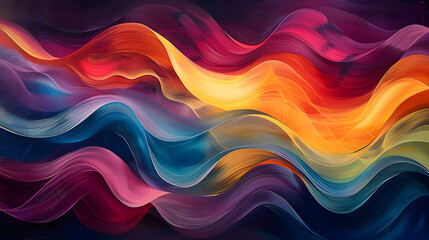 An abstract depiction of sound waves, with undulating lines and vibrant hues