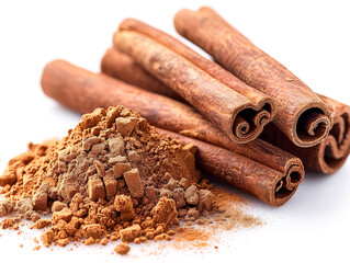 Wall Mural - A pile of cinnamon powder and a couple of cinnamon sticks