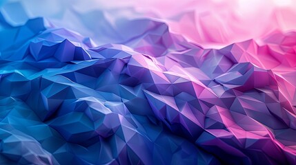 Sticker - A modern background of 3D polygonal shapes in a gradient of blues and purples, with a clean, sleek look