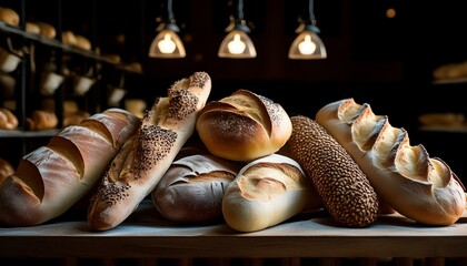 assortment of baked bread