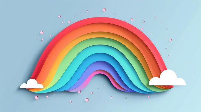 Dynamic paper art style rainbow, crafted in a simple vector graphic with flat colors, shadowfree for a crisp presentation