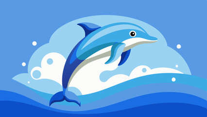 Wall Mural - dolphin jumping in river vector illustration