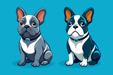 two French bulldogs vector illustration
